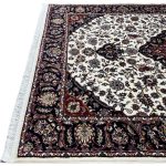 Ivory & Cream Iranian Kashan Medallion Design Rug - Image 6