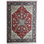 Red Iranian Heriz Design Medallion Rug