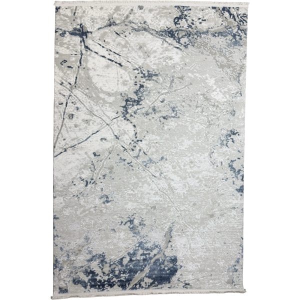 230 × 160cm Grey & Blue Marble Effect Abstract Modern Area Rug