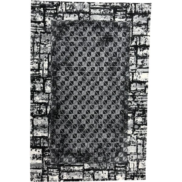 230 × 160cm Black & Grey Geometric Grid Rug