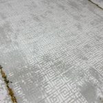 Grey White Abstract Border Rug