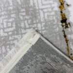 Grey White Abstract Border Rug
