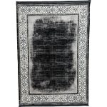 Black White Geometric Border Turkish Rug