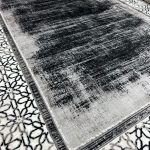 Black White Geometric Border Turkish Rug