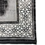 Black White Geometric Border Turkish Rug