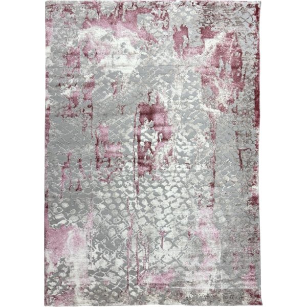 Grey Pink Abstract Modern Rug