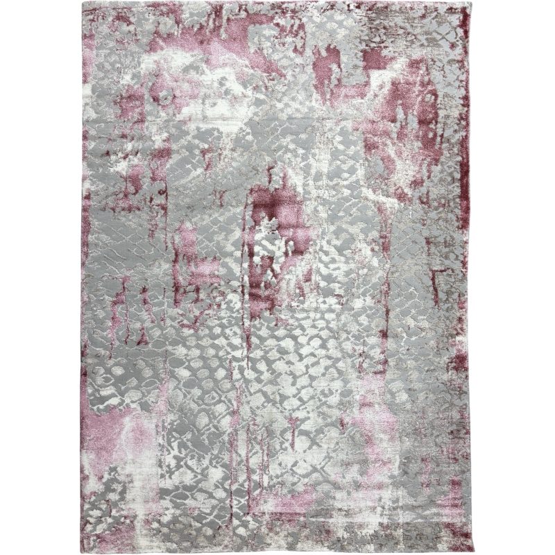 Grey Pink Abstract Modern Rug