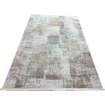 Grey Beige Textured Abstract Turkish Rug