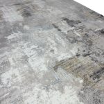 Cream Grey Gold Abstract Distressed Rug