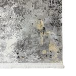 Grey Abstract Modern Rug with Gold Accents