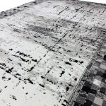 230 × 160cm Black Grey Check Border Abstract Distressed Rug - Image 4