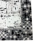 230 × 160cm Black Grey Check Border Abstract Distressed Rug - Image 7