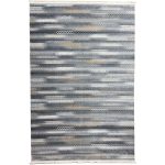 230 × 160cm Grey Blue Tribal Stripe Pattern Turkish Rug