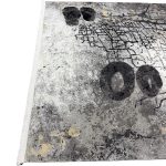 Grey Abstract Modern Rug with Gold Accents