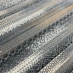 Grey Blue Tribal Stripe Pattern Turkish Rug
