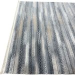 Grey Blue Tribal Stripe Pattern Turkish Rug