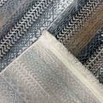 Grey Blue Tribal Stripe Pattern Turkish Rug