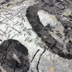 Grey Abstract Modern Rug with Gold Accents