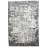 230 × 160cm Distressed Grey & Blue Abstract Turkish Rug