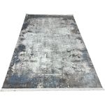 230 × 160cm Distressed Grey & Blue Abstract Turkish Rug - Image 2