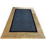 230 × 160cm Minimal Black & Gold Border Panel Turkish Rug - Image 3