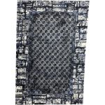 230 × 160cm Modern Blue & Grey Geometric Panel Turkish Rug
