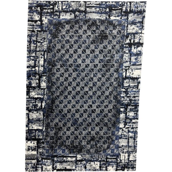 230 × 160cm Modern Blue & Grey Geometric Panel Turkish Rug
