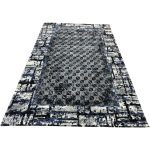 230 × 160cm Modern Blue & Grey Geometric Panel Turkish Rug - Image 2