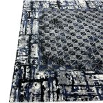 230 × 160cm Modern Blue & Grey Geometric Panel Turkish Rug - Image 5