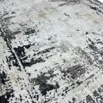 230 × 160cm Abstract Black, Grey & Cream Distressed Turkish Rug - Image 4