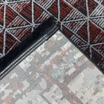 230 × 160cm Industrial Red & Grey Geometric Panel Turkish Rug - Image 8