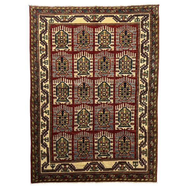 200cm x 147cm Hand-Knotted Afghan Kazak – Wool Rug
