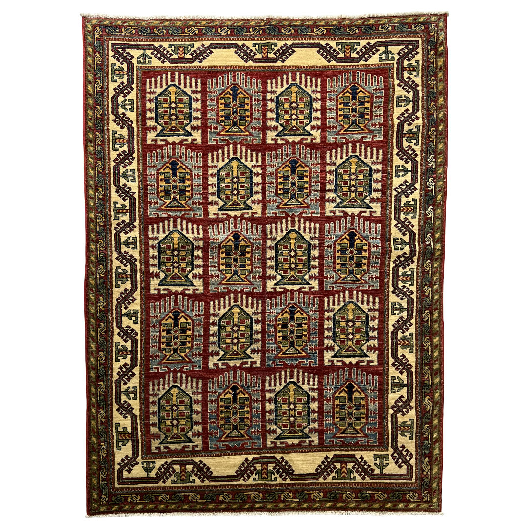 200cm x 147cm Hand-Knotted Afghan Kazak – Wool Rug 200cm x 147cm Hand-Knotted Afghan Kazak – Wool Rug