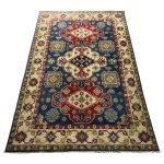 188 x 122cm Hand-Knotted Afghan Blue Kazak Rug - Image 2