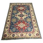 188 x 122cm Hand-Knotted Afghan Blue Kazak Rug - Image 3