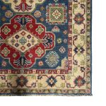188 x 122cm Hand-Knotted Afghan Blue Kazak Rug - Image 6