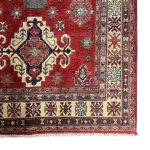 187 x 124cm Hand-Knotted Afghan Burgundy Red Kazak Wool Rug - Image 6