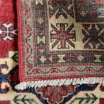 187 x 124cm Hand-Knotted Afghan Burgundy Red Kazak Wool Rug - Image 7