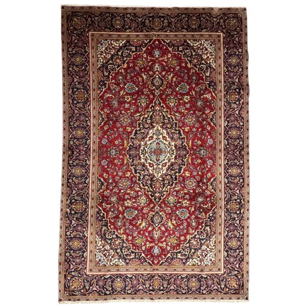 310cm x 200cm Hand-Knotted Persian Kashan Floral Medallion Rug