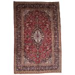315 x 200cm Hand-Knotted Red Persian Kashan Floral Medallion Rug