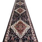 400 x 80cm Persian Kashan Design Machine Made Navy Hallway Runner Rug - Image 5