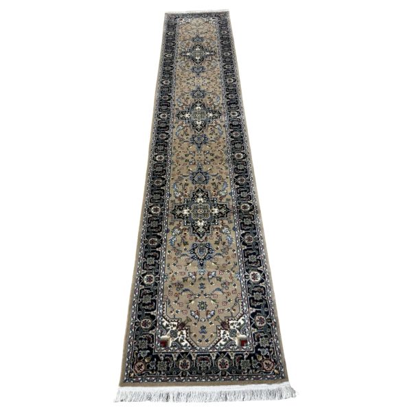 400 x 80cm Persian Hariz Style Machine Made Beige Runner Rug
