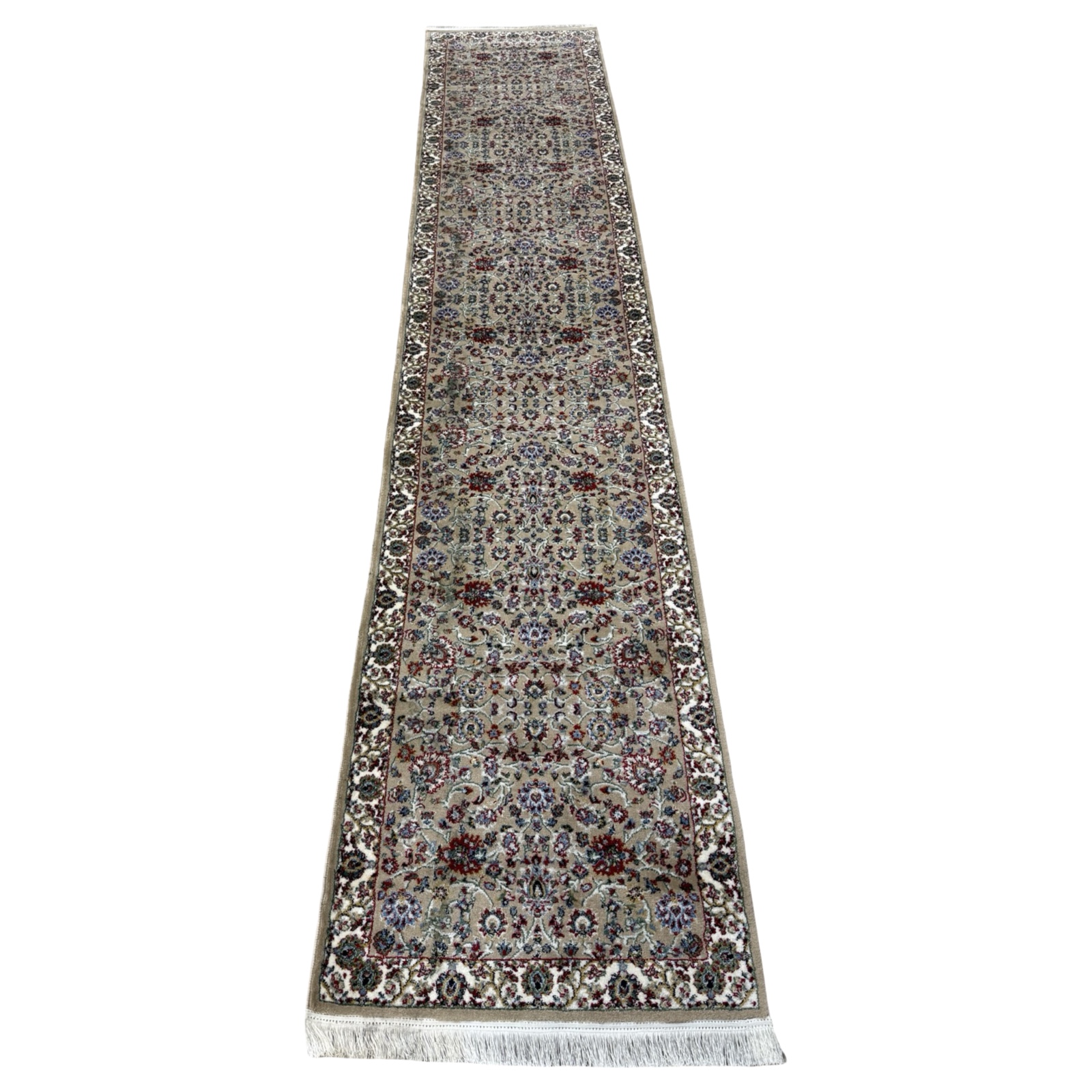 abcdefg_36 400 x 80cm Persian All Over Afshan Design Machine Made Beige Runner Rug - Image 1