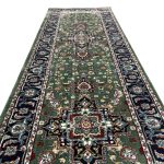 400 x 80cm Iranian Heriz Design Medallion Green Runner Rug - Image 7