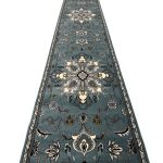 400 x 80cm Persian Mashad Floral Medallion Design Blue  Runner Rug - Image 4