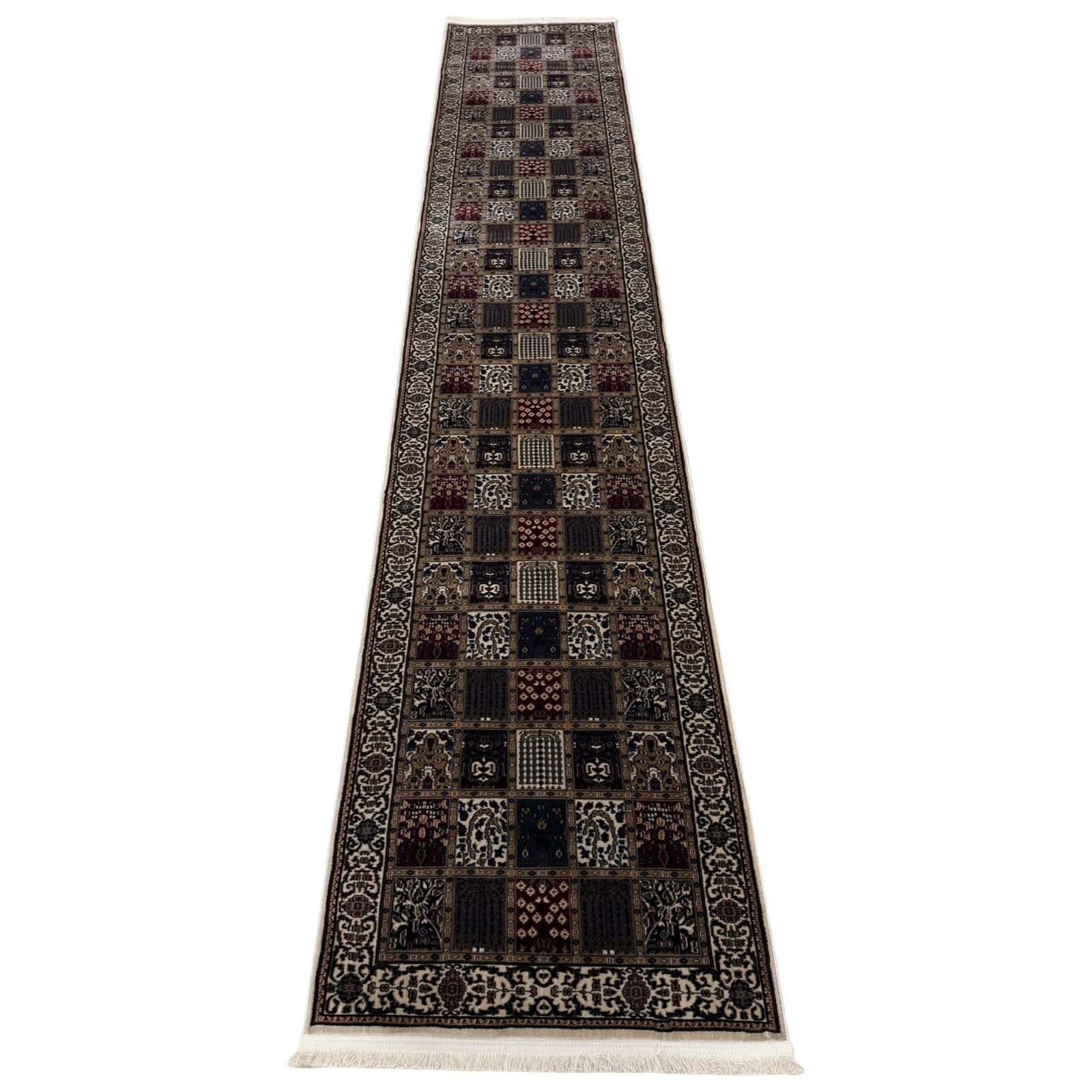 bajsbsbbbbb_10 400 x 80cm Persian Bakhtyari Design Beige Soft Runner Rug - Image 1