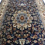 400 x 80cm Persian Kashan Floral Design Navy Soft Quality Runner Rug - Image 5