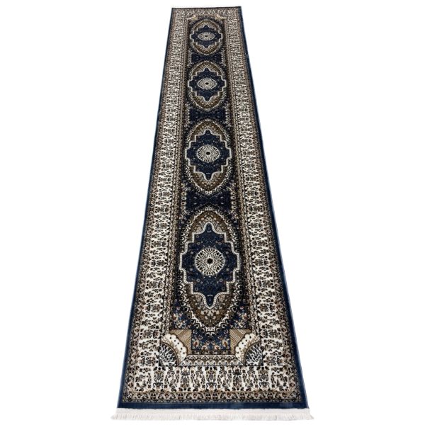 400 x 80cm Turkish Kozan Machine Made Blue Runner Rug