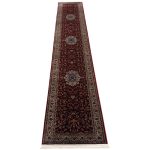 400 x 80cm Persian Mashad Floral Medallion Design Soft Red Runner Rug