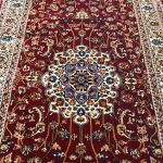 400 x 80cm Persian Mashad Floral Medallion Design Soft Red Runner Rug - Image 5